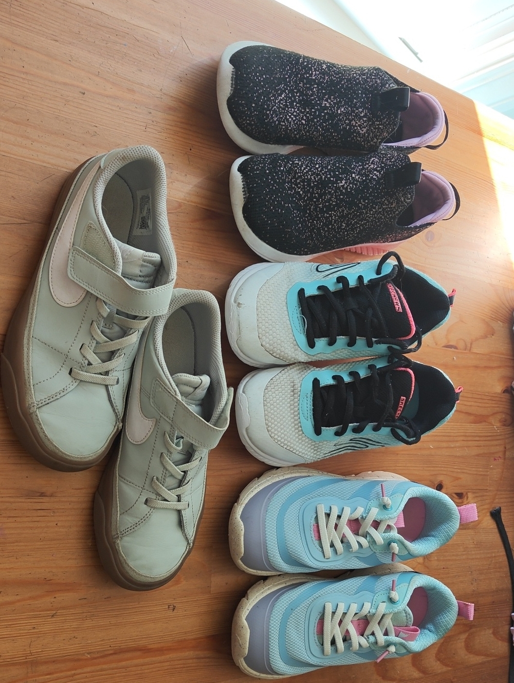 Lot Of 4 Sneakers ( Skechers, Nike, Rugged Shark) Size 3 Youth